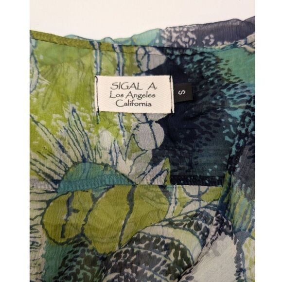 Sigal A Los Angeles Abstract Paisley Silk V-Neck Blouse, size S - Picture 5 of 9